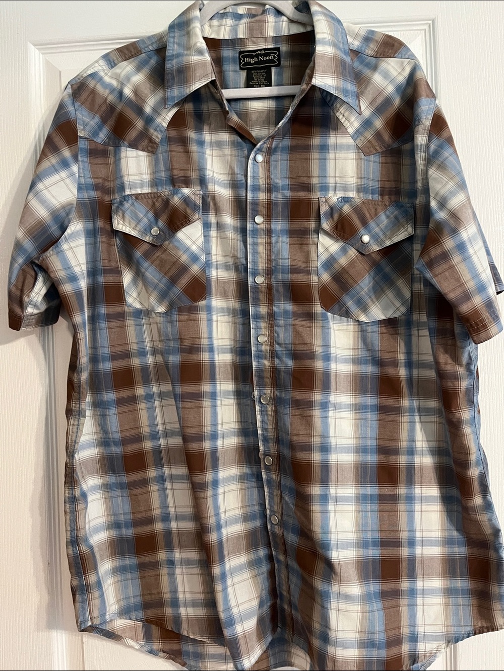 Men’s High Noon Brown& Blue Plaid Short Sleeve Western Shirt